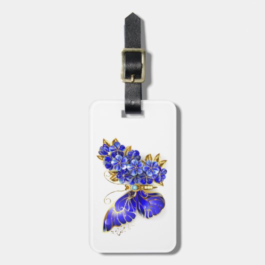 Vloeibare saffiervlinder bagagelabel (Voorkant verticaal)