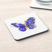 Vloeibare saffiervlinder bier onderzetter (Linkerzijde)