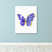 Vloeibare saffiervlinder canvas afdruk (Insitu (Houten vloer))