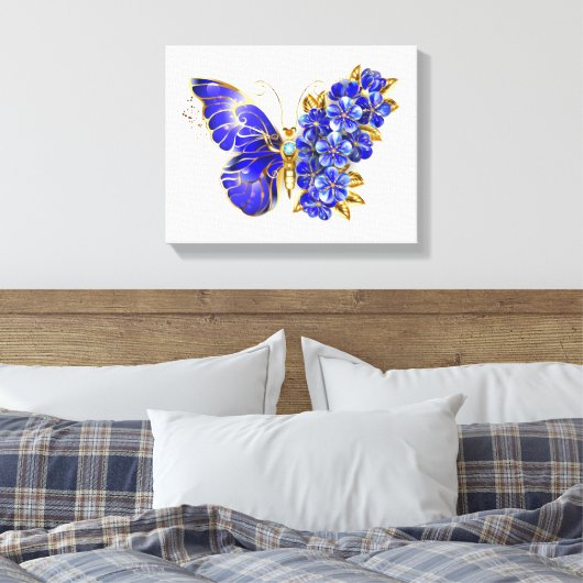 Vloeibare saffiervlinder canvas afdruk (Insitu (Slaapkamer))