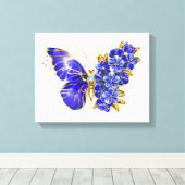 Vloeibare saffiervlinder canvas afdruk (Insitu (Houten vloer))