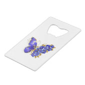 Vloeibare saffiervlinder creditkaart flessenopener (Achterkant Gekanteld)