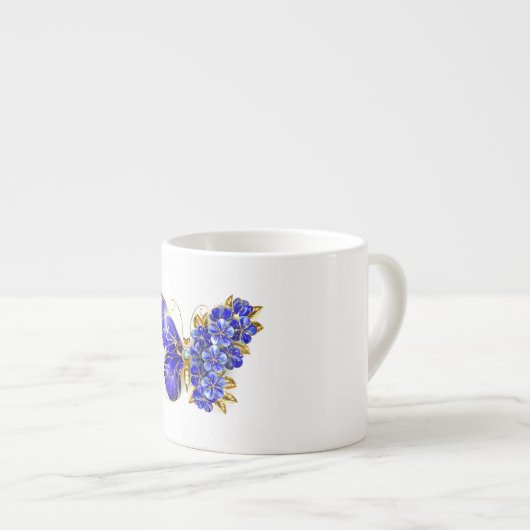 Vloeibare saffiervlinder espresso kop (Voorkant rechts)