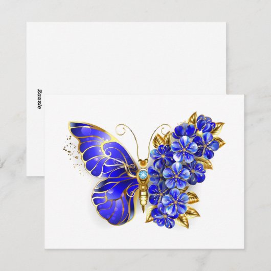 Vloeibare saffiervlinder feestdagenkaart (Voorkant / Achterkant)