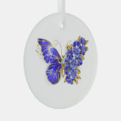 Vloeibare saffiervlinder glas ornament (Voorkant Rechts)