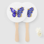 Vloeibare saffiervlinder handwaaier (Voorkant en achterkant)