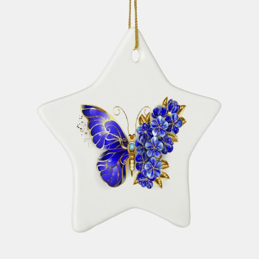 Vloeibare saffiervlinder keramisch ornament (Rechts)