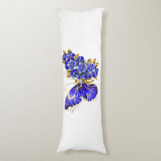 Vloeibare saffiervlinder lichaamskussen (Voorkant Verticaal)