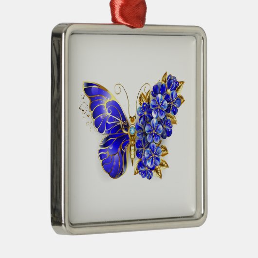 Vloeibare saffiervlinder metalen ornament (Rechts)