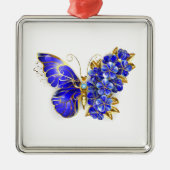 Vloeibare saffiervlinder metalen ornament (Voorkant)