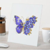 Vloeibare saffiervlinder reclamebord met voetstuk (Insitu)