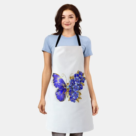 Vloeibare saffiervlinder schort (Gedragen)