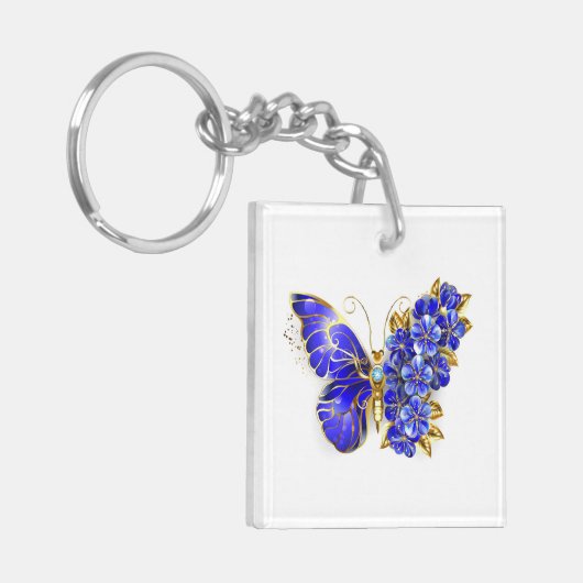 Vloeibare saffiervlinder sleutelhanger (Voorkant Links)