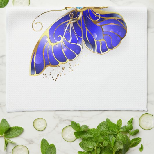 Vloeibare saffiervlinder theedoek (Gevouwen)