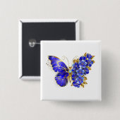 Vloeibare saffiervlinder vierkante button 5,1 cm (Voorkant /achterkant)