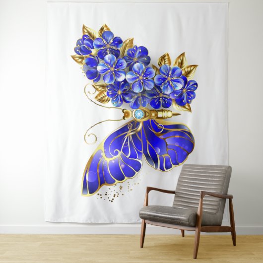 Vloeibare saffiervlinder wandkleed (In situ)