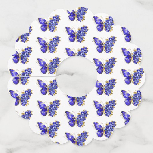 Vloeibare saffiervlinder wijnglaslabel (Achterkant)