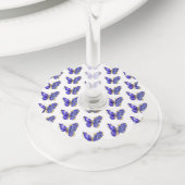 Vloeibare saffiervlinder wijnglaslabel (Dichtbij)