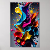 Vloeibare spetterende kleuren poster (Voorkant)