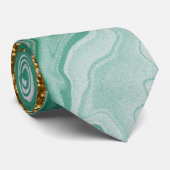 Vloeibare Swirl Marmeren Groene en Gouden Stropdas (Opgerold)