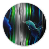 Vloeibare trillingen Dolphin Neon Ceramic Knob. Keramische Knop (Voorkant)