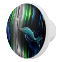 Vloeibare trillingen Dolphin Neon Ceramic Knob. Keramische Knop