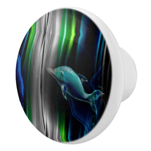 Vloeibare trillingen Dolphin Neon Ceramic Knob. Keramische Knop (Rechts)