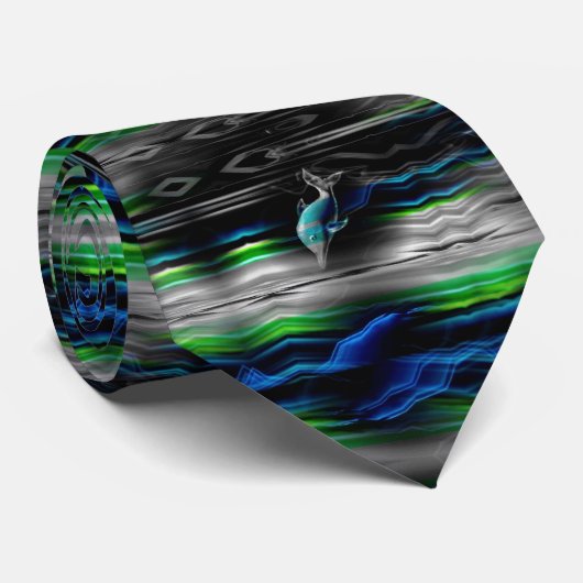 Vloeibare trillingen Dolphin Neon Stropdas (Opgerold)