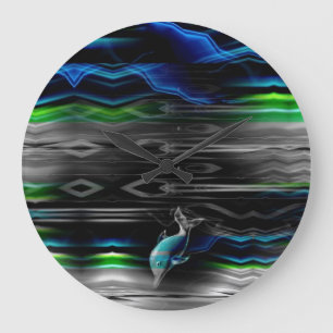 Vloeibare trillingen Dolphin Neon Wall Clock Grote Klok