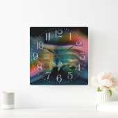 Vloeibare trillingen Funky Fish Wall Clock Vierkante Klok (Huis)