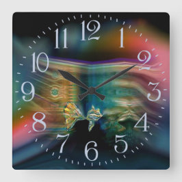 Vloeibare trillingen Funky Fish Wall Clock Vierkante Klok