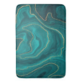 vloeibare turquoise marmer met gouden achtergrond badmat (Voorkant Verticaal)