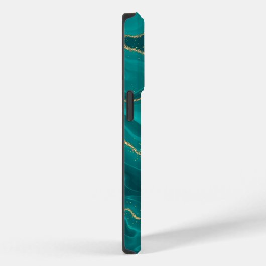 vloeibare turquoise marmer met gouden achtergrond Case-Mate iPhone case (Achterkant / Rechts)