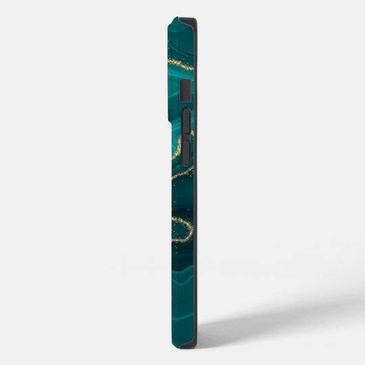 vloeibare turquoise marmer met gouden achtergrond Case-Mate iPhone case (Achterkant / Links)