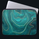 vloeibare turquoise marmer met gouden achtergrond laptop sleeve<br><div class="desc">Turquoise vloeibare marmer design background met gouden elementen,  trendy modern design.</div>