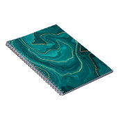 vloeibare turquoise marmer met gouden achtergrond notitieboek (Rechterzijde)