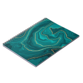 vloeibare turquoise marmer met gouden achtergrond notitieboek