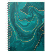 vloeibare turquoise marmer met gouden achtergrond notitieboek (Voorkant)