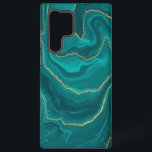 vloeibare turquoise marmer met gouden achtergrond samsung galaxy hoesje<br><div class="desc">Turquoise vloeibare marmer design background met gouden elementen,  trendy modern design.</div>