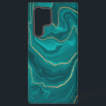 vloeibare turquoise marmer met gouden achtergrond samsung galaxy hoesje<br><div class="desc">Turquoise vloeibare marmer design background met gouden elementen,  trendy modern design.</div>