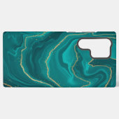 vloeibare turquoise marmer met gouden achtergrond samsung galaxy hoesje (Achterkant horizontaal)