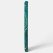 vloeibare turquoise marmer met gouden achtergrond samsung galaxy hoesje (Linkerkant)