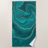 vloeibare turquoise marmer met gouden achtergrond strandlaken (Voorkant)