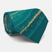 vloeibare turquoise marmer met gouden achtergrond stropdas (Opgerold)