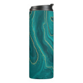 vloeibare turquoise marmer met gouden achtergrond thermosbeker (Gedraaid links)