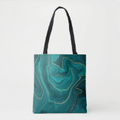 vloeibare turquoise marmer met gouden achtergrond tote bag (Voorkant)