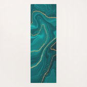 vloeibare turquoise marmer met gouden achtergrond yogamat (Achterkant)