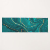 vloeibare turquoise marmer met gouden achtergrond yogamat (Voorkant (horizontaal))