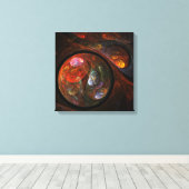 Vloeibare verbinding Abstracte kunst Quad Canvas a (Insitu (Houten vloer))