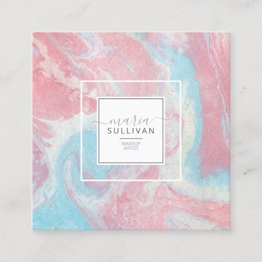 Vloeibare verf Abstract roze/blauw ID797 Vierkante Visitekaartje (Voorkant)